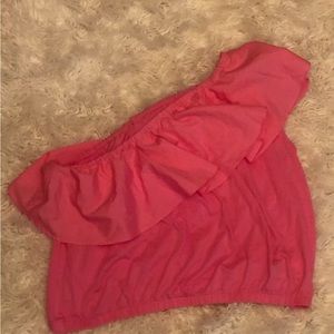 A new day Barbie pink  XL one shoulder ruffle shirt